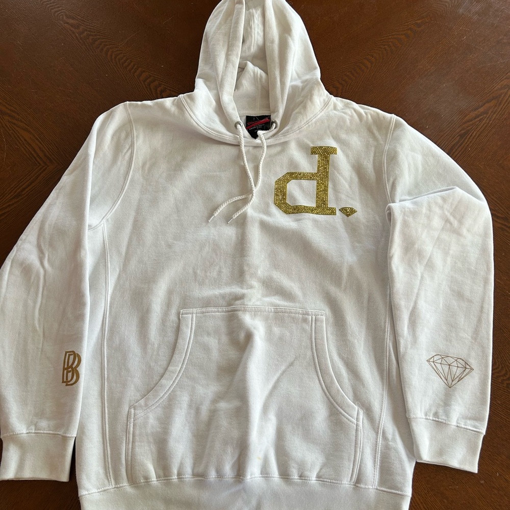Diamond Supply Co Gold Accents and White Sweatshirt Hoodie